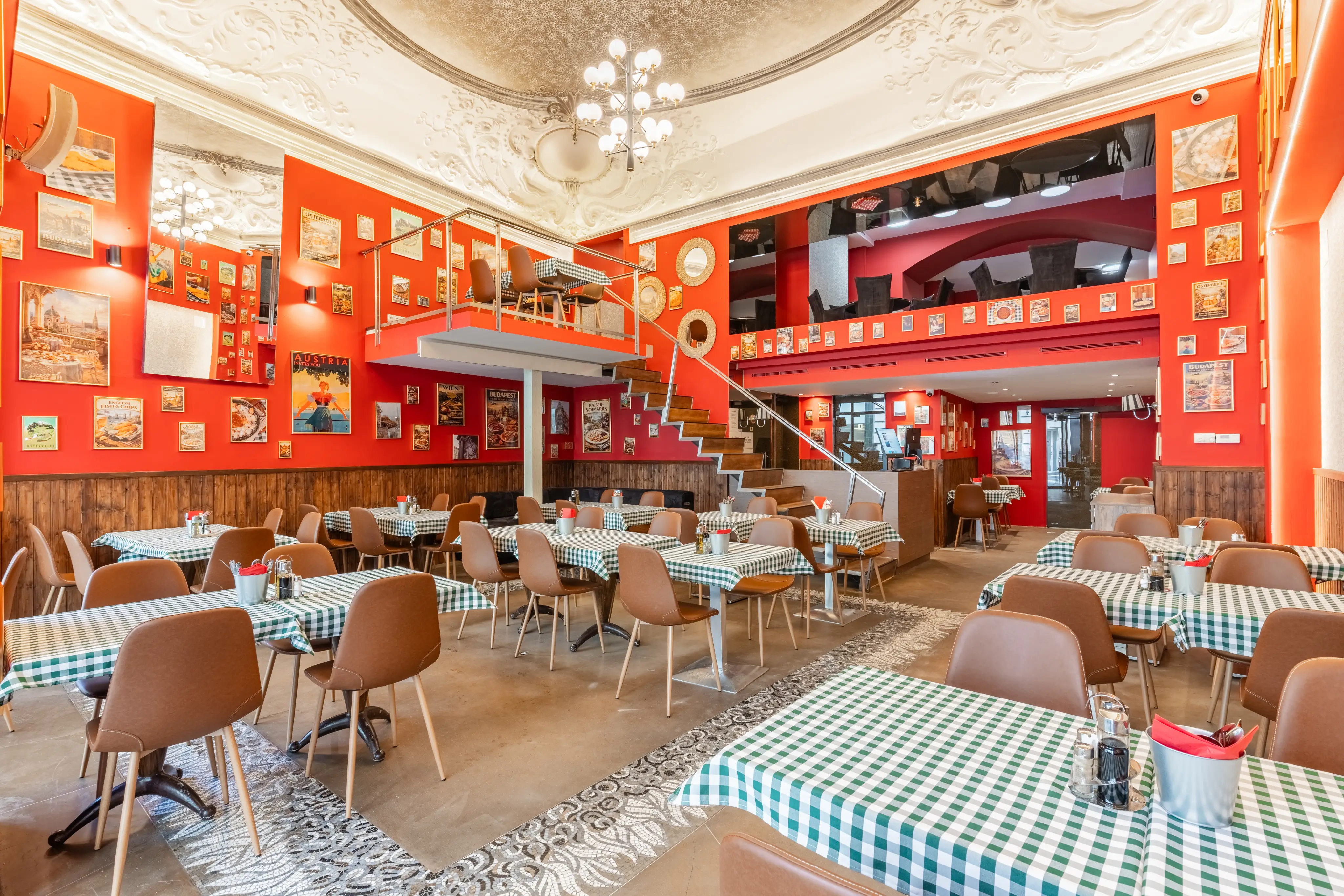 Retro Schnitzel House Budapest restaurant interior.